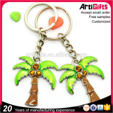 High quality gold enamel palm tree keychain